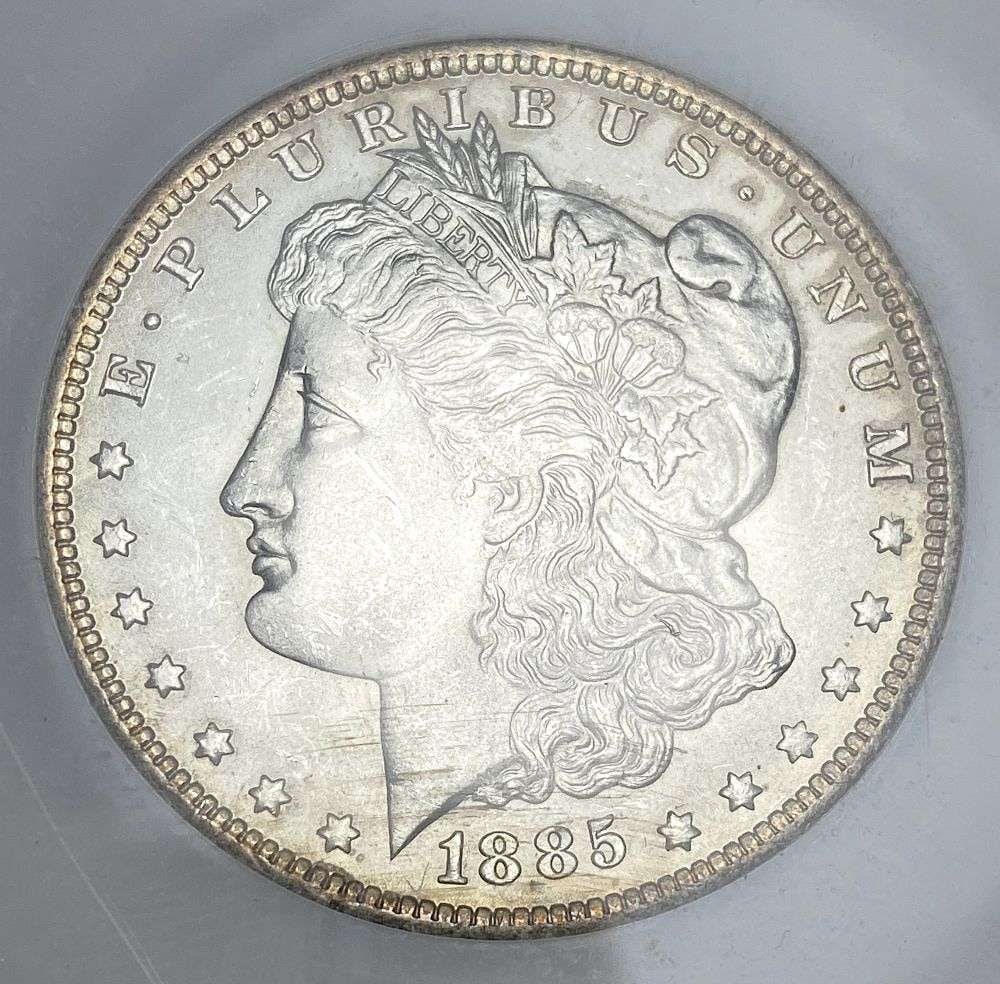 Vintage Old Grading Holder 1885-O Morgan Silver Dollar MS62 (1 of 5)
