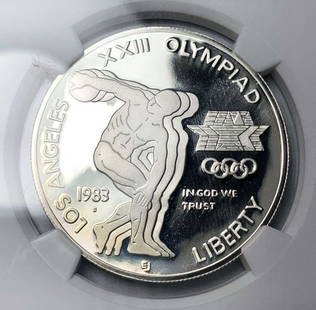1983-S Olympics Commemorative Silver Dollar NGC PF69 Ultra Cameo: Winner shall receive the exact coin shown here. (BD/B)
