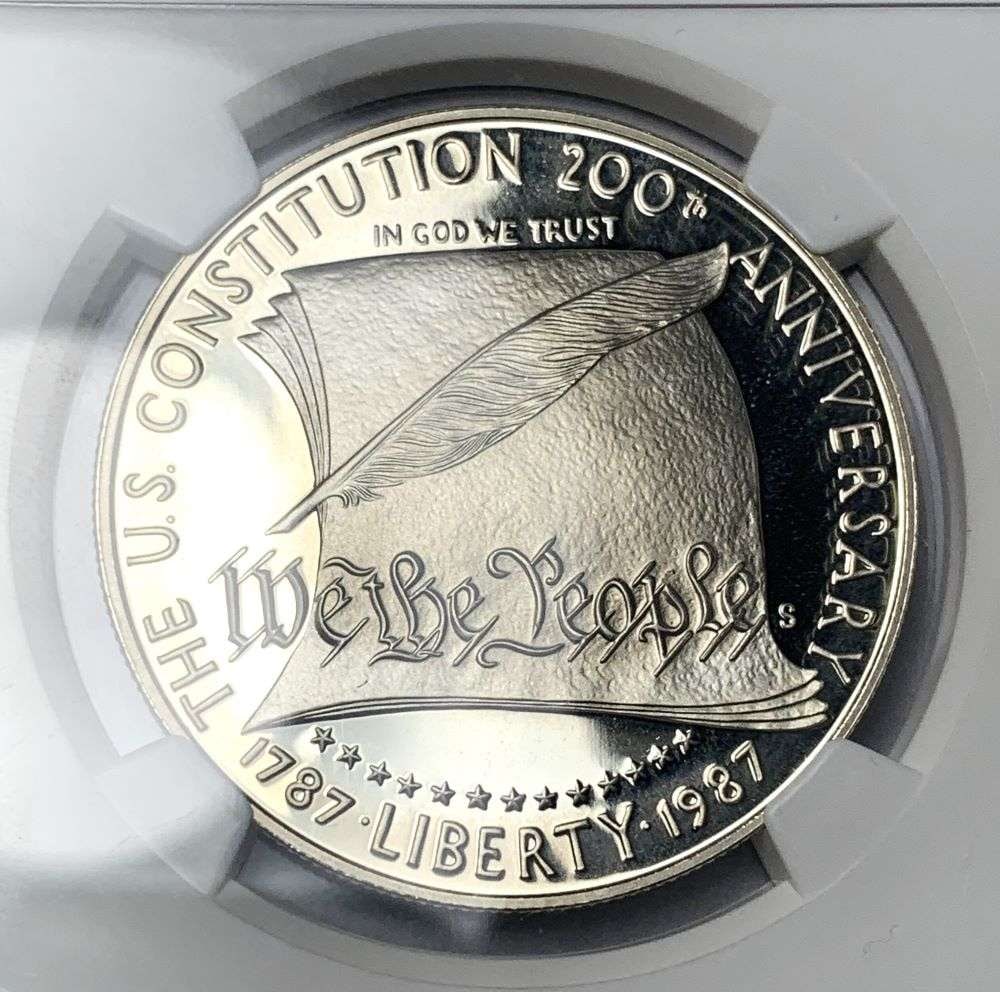 1987-S Constitution Anniversary Commemorative Silver Dollar NGC PF69 Ultra Cameo: Winner shall receive the exact coin shown here. (BD/B)