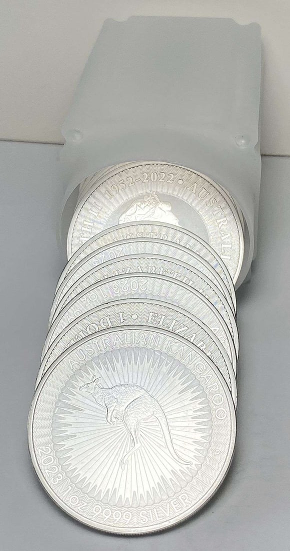 Roll (10-coins) 2023-P Australia Kangaroo 1 ozt .9999 Silver Dollar (1 of 3)