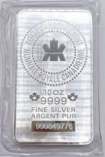 Royal Canadian Mint 10 ozt .9999 Silver Bar: Winner shall receive (1) bar precisely resembling the one shown here.