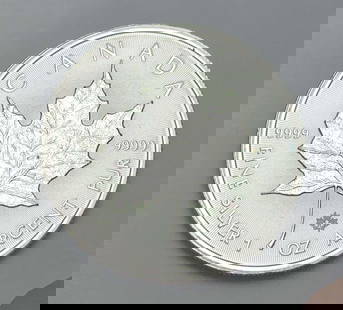 2021 Canada $5 Maple Leaf 1 ozt .9999 Silver: Winner shall recieve (1) coin precisely resembling the one shown here. (BD/B)