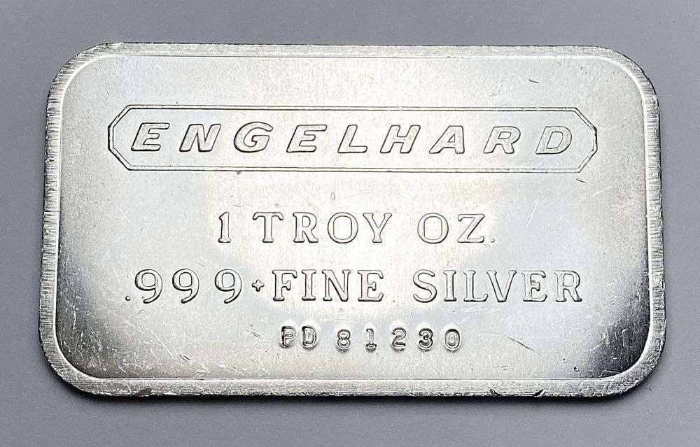 Vintage Engelhard 1 ozt .999 Silver Bar: Winner shall receive the exact bar shown here. (RR/B)