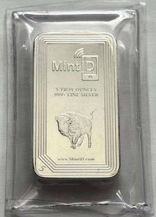 MintID Buffalo Design 5 ozt .999 Silver Bar: Winner shall receive the exact bar shown here.