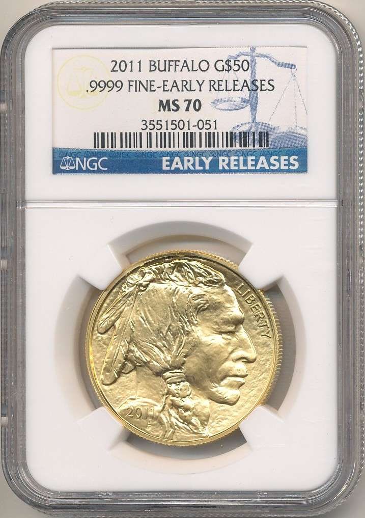 Last Minute! 2011 American $50 Buffalo .9999 Gold 1 ozt NGC MS70 Early Releases: Winner shall receive the exact coin shown here. (RR/EPUI)