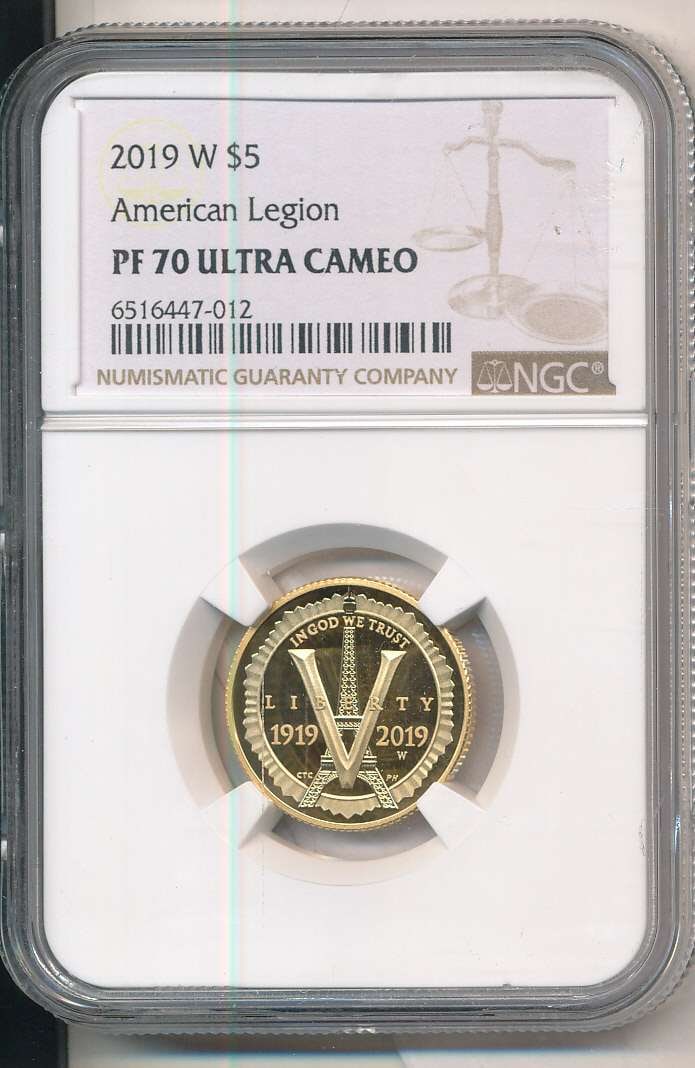 2019-W American Legion Gold $5 Commemorative NGC PF70 Ultra Cameo (1 of 3)