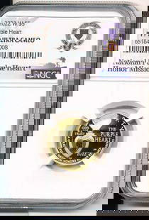 2022-W Purple Heart Gold $5 Commemorative NGC PF70 Ultra Cameo: Winner shall receive the exact coin shown here. (MK/IRB)