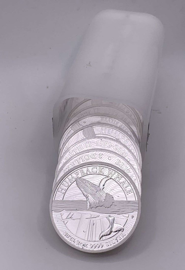 Last Minute! Roll (10) 2023-P Australia $2 Humpback Whale 2 ozt .9999 Silver: Winner shall receive (1) roll (10-coins) precisely resembling the one shown here. (BD/FBB)