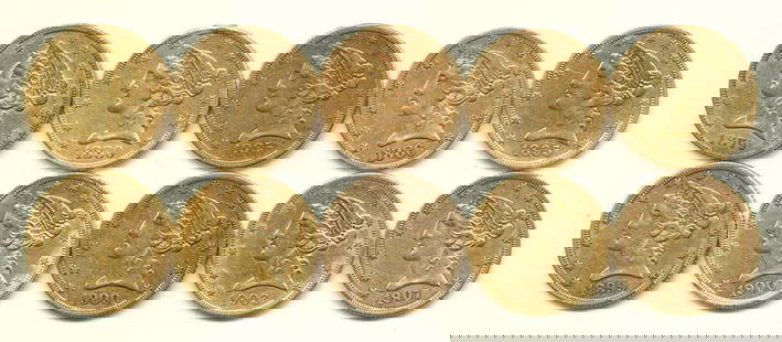 (10) Circulated Gold $5 Liberty Head: Winner shall receive (10-coins) precisely resembling the 10-coins from the pile shown here. Please allow 2-4 weeks for shipping. (DL/RBB)