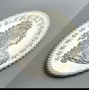 Flowing Hair Design 1 ozt .999 Silver: Winner shall receive the exact coin shown here. (BD/B)