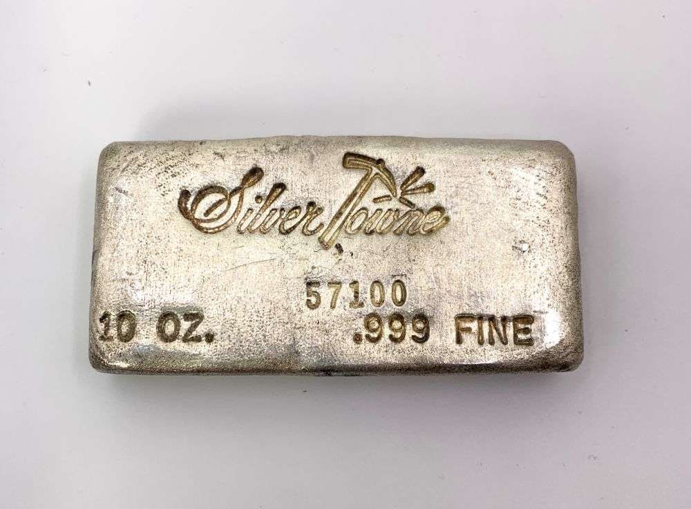 Rare Vintage SilverTowne 10 ozt .999 Silver Bar (1 of 4)