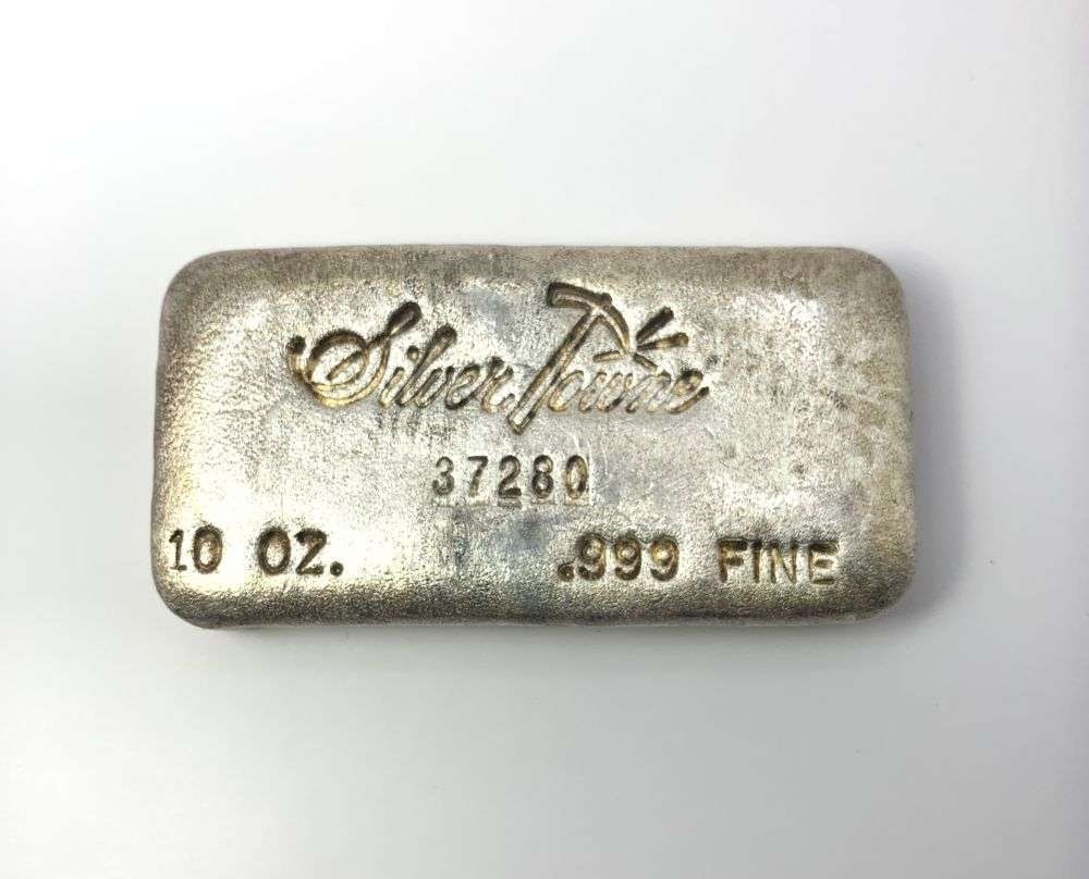 Rare Vintage SilverTowne 10 ozt .999 Silver Bar (1 of 4)