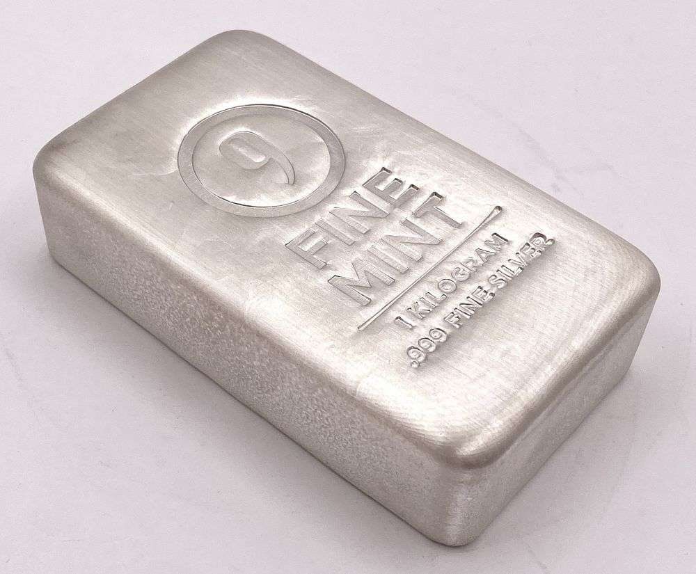 "9" Fine Mint 1 Kilo .999 Silver Bar (1 of 5)