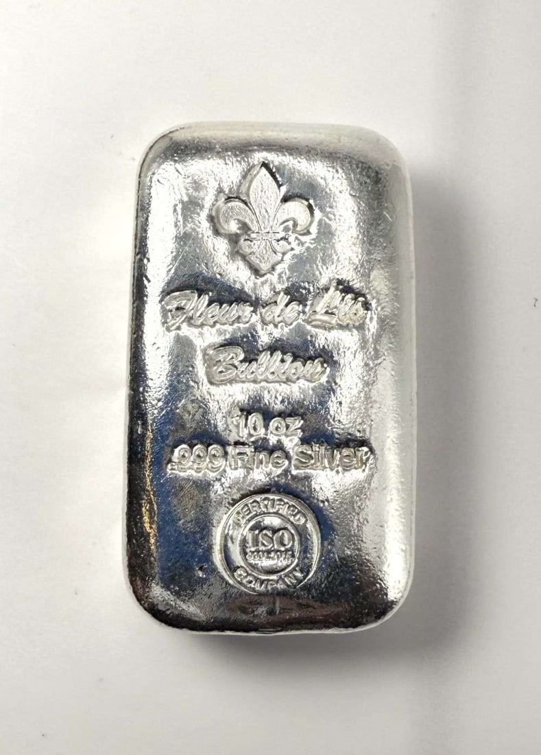 Fleur De Lis Bullion 10 ozt .999 Silver Bar: Winner shall receive the exact bar shown here (MK/TVC=ERR)
