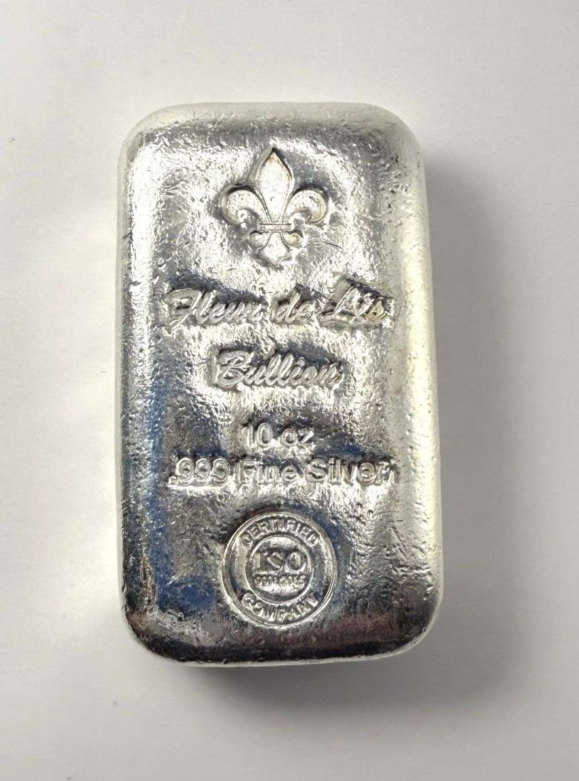 Fleur De Lis Bullion 10 ozt .999 Silver Bar: Winner shall receive the exact bar shown here (MK/URI)
