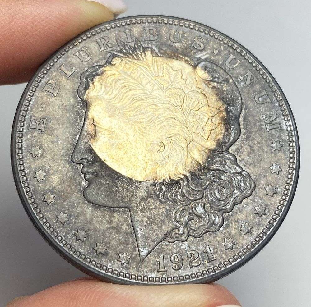 Spotlight Toning 1921-D Morgan Silver Dollar (1 of 2)