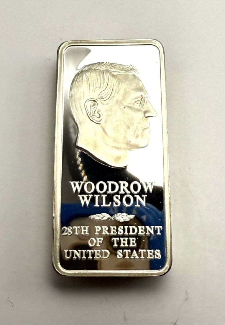 Vintage Woodrow Wilson 5.205 ozt Pure Sterling Silver Bar (1 of 5)
