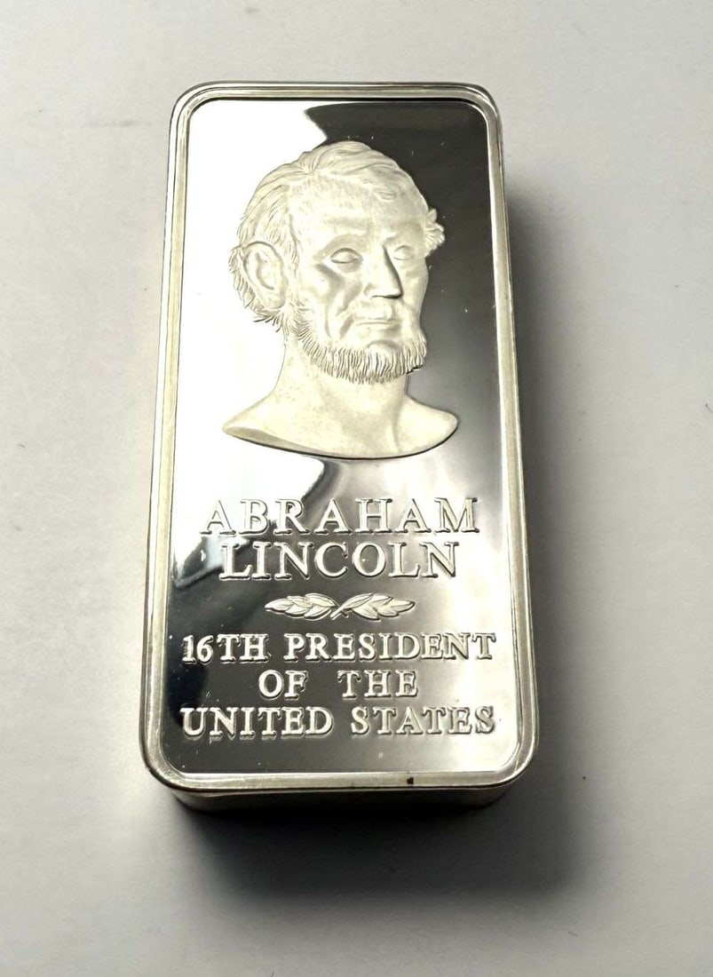 Vintage Abraham Lincoln 5.275 ozt Pure Sterling Silver Bar (1 of 5)