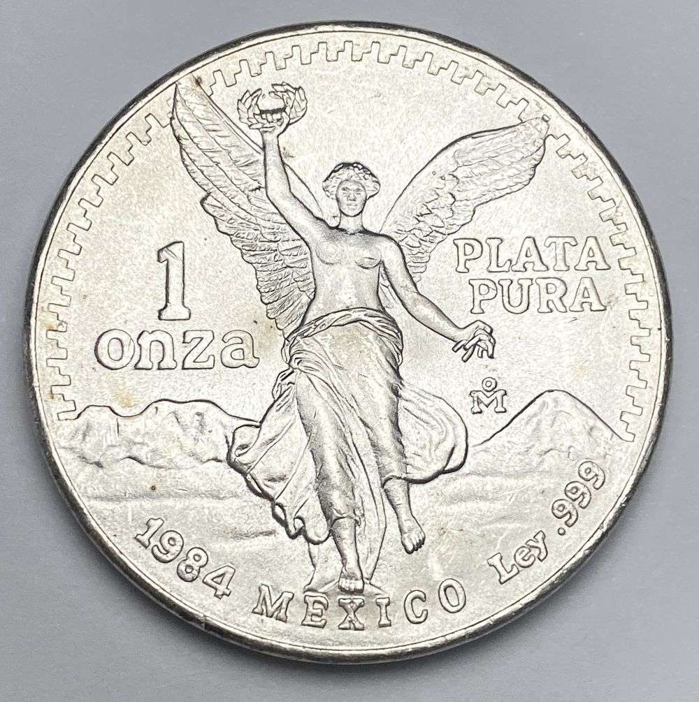1984 Mexico Libertad 1 ozt .999 Silver: Winner shall receive the exact coin shown here. (RR)