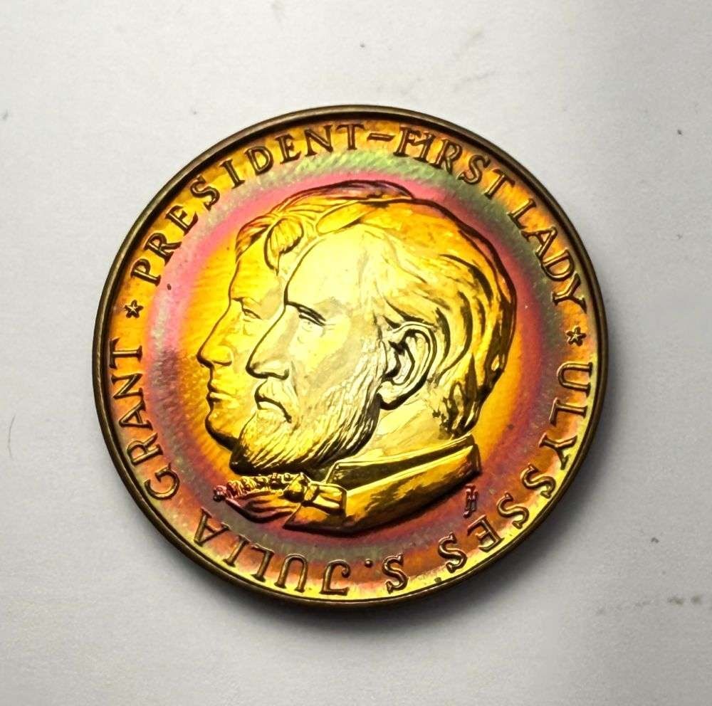 Toned Very Rare 1869-1877 President & First Lady Ulysses & Julia Grant Presidential Dollar: Winner shall receive the exact coin shown here. (MK/B)