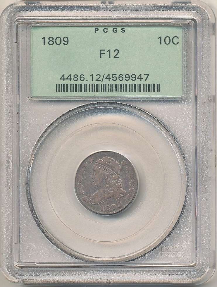 1809 Capped Bust Silver Dime PCGS F12 OGH (1 of 6)