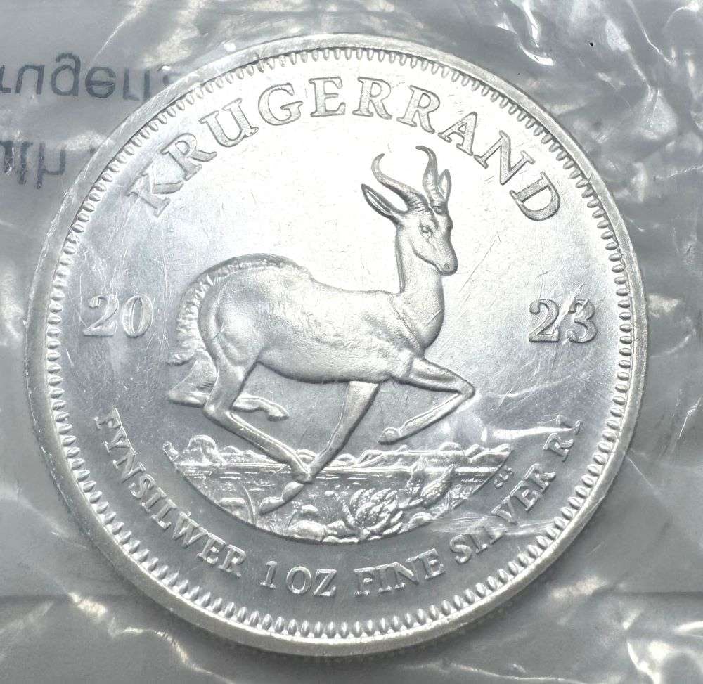 2023 South African Krugerrand 1 ozt Silver: Winner shall receive the exact coin shown here. (RM/B)