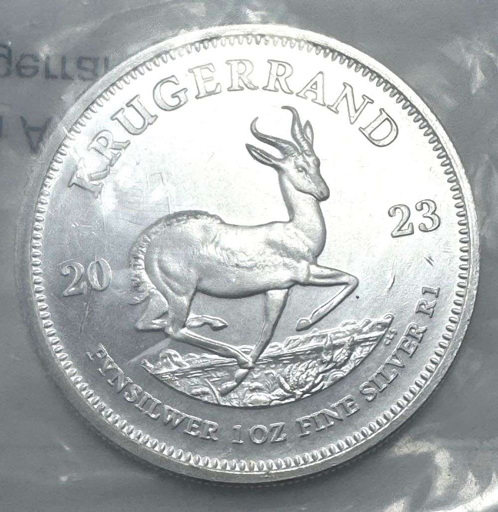 2023 South Africa Krugerrand 1 ozt Silver: Winner shall receive the exact coin shown here. (RM/B)