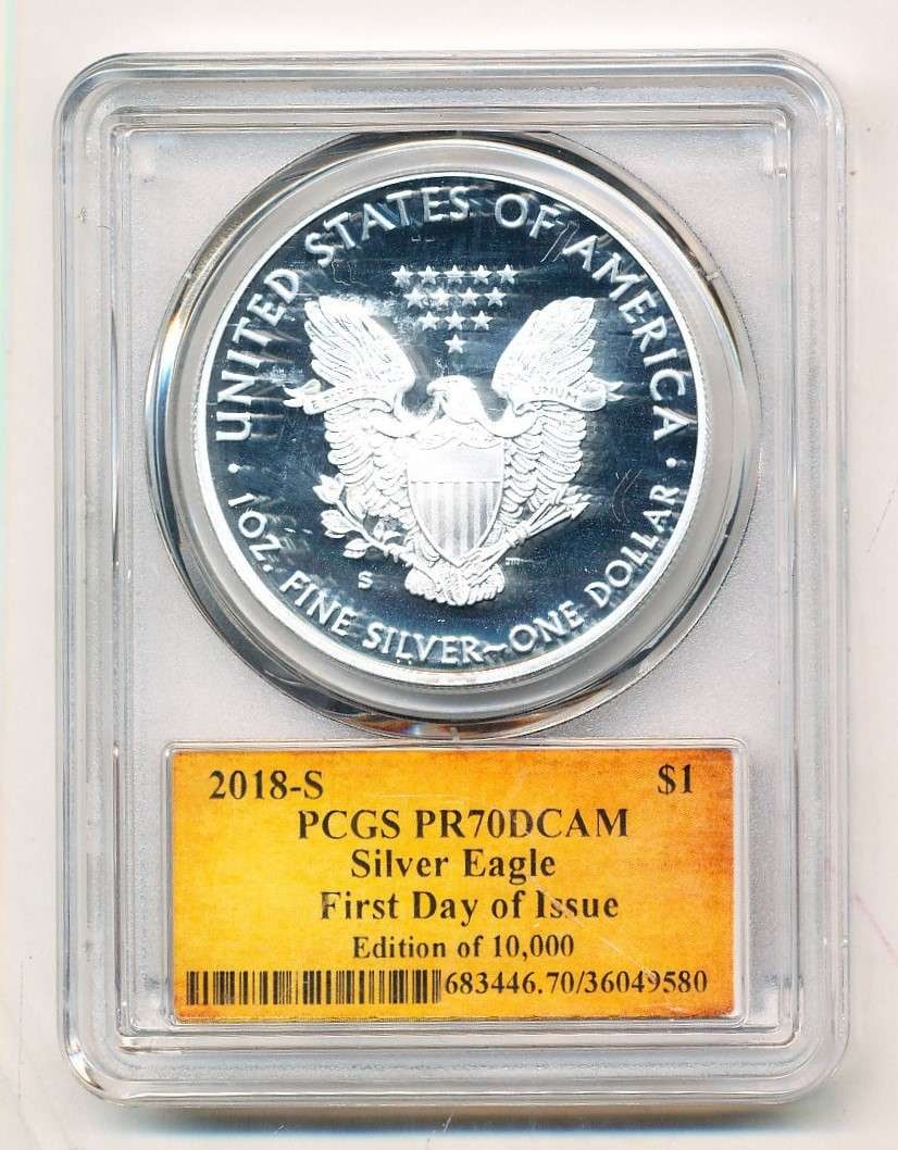 2018-S American Silver Eagle PCGS PR70 DCAM Signed By Thomas S. Cleveland (1 of 3)