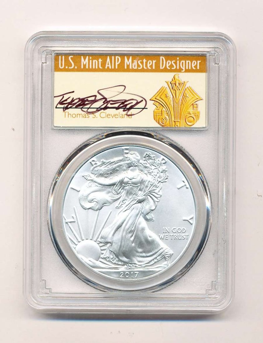 2017 American Silver Eagle PCGS MS70 Signed By Thomas S. Cleveland (1 of 4)