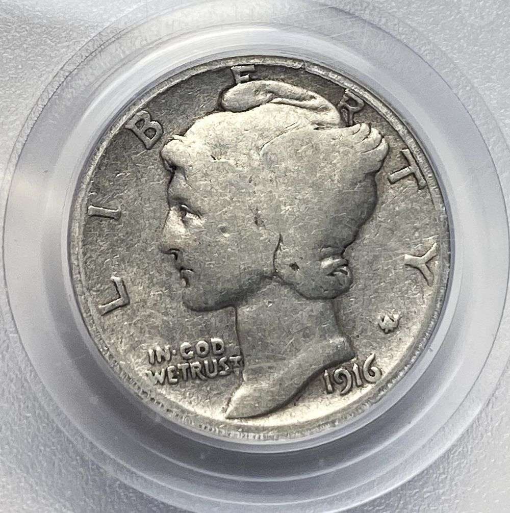 Vintage 1916-D Mercury Silver Dime PCGS G04 OGH (1 of 4)