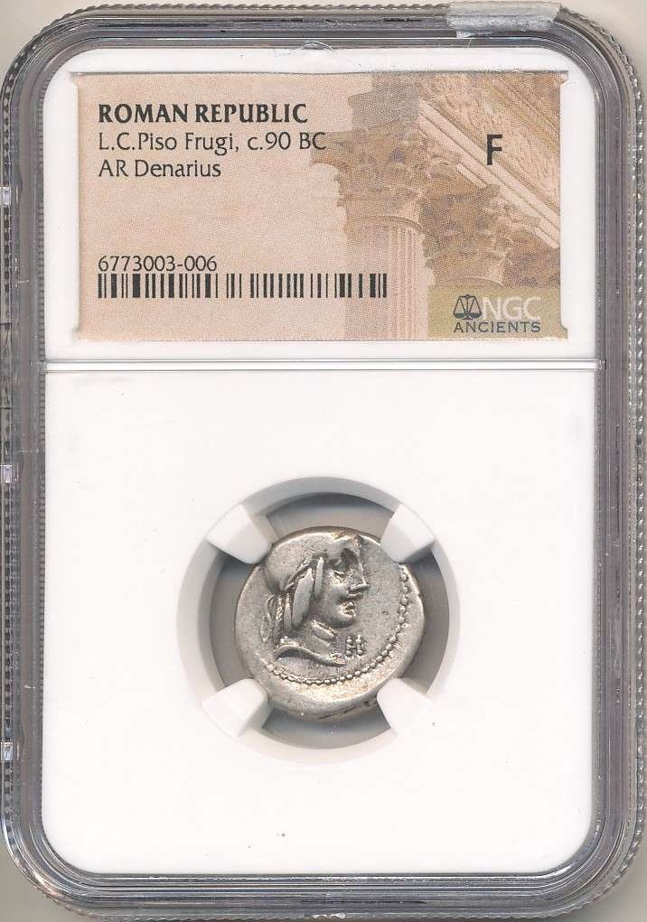 Rare NGC Ancient Roman Republic 90 BC AR Denarius NGC Fine (1 of 4)
