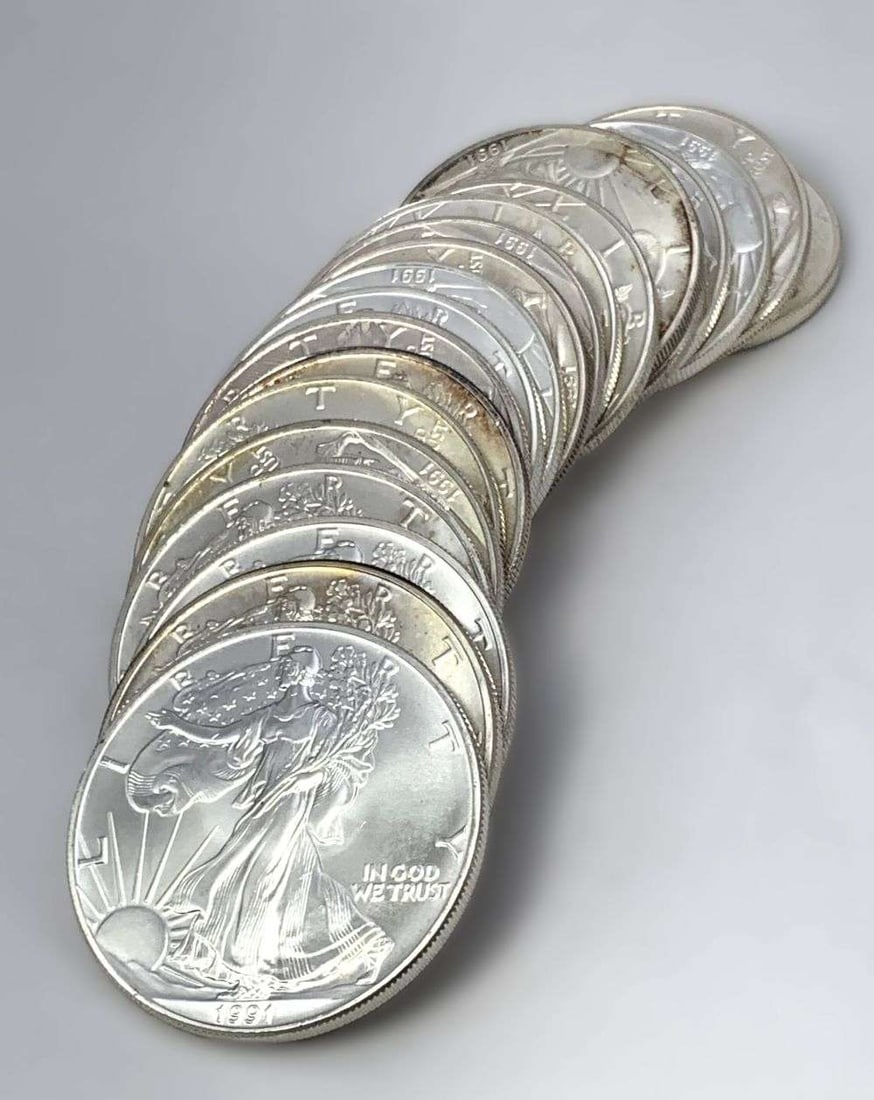 Original Treasury Roll (20-coins) 1991 American Silver Eagle (1 of 4)