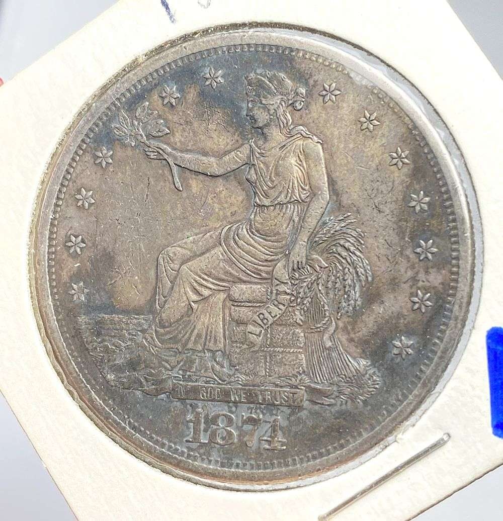 1874-S Trade Silver Dollar AU (1 of 3)