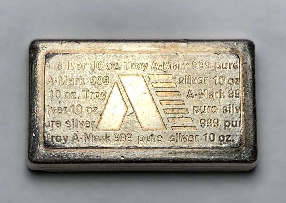 Extremely Rare Vintage A-Mark Serial #996 Stacker 10 ozt .999 Silver Bar: Winner shall reveive the exact bar shown here. (MK/PEB)