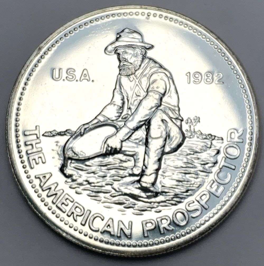 1982 Engelhard The American Prospector 1 ozt .999 Silver (1 of 2)