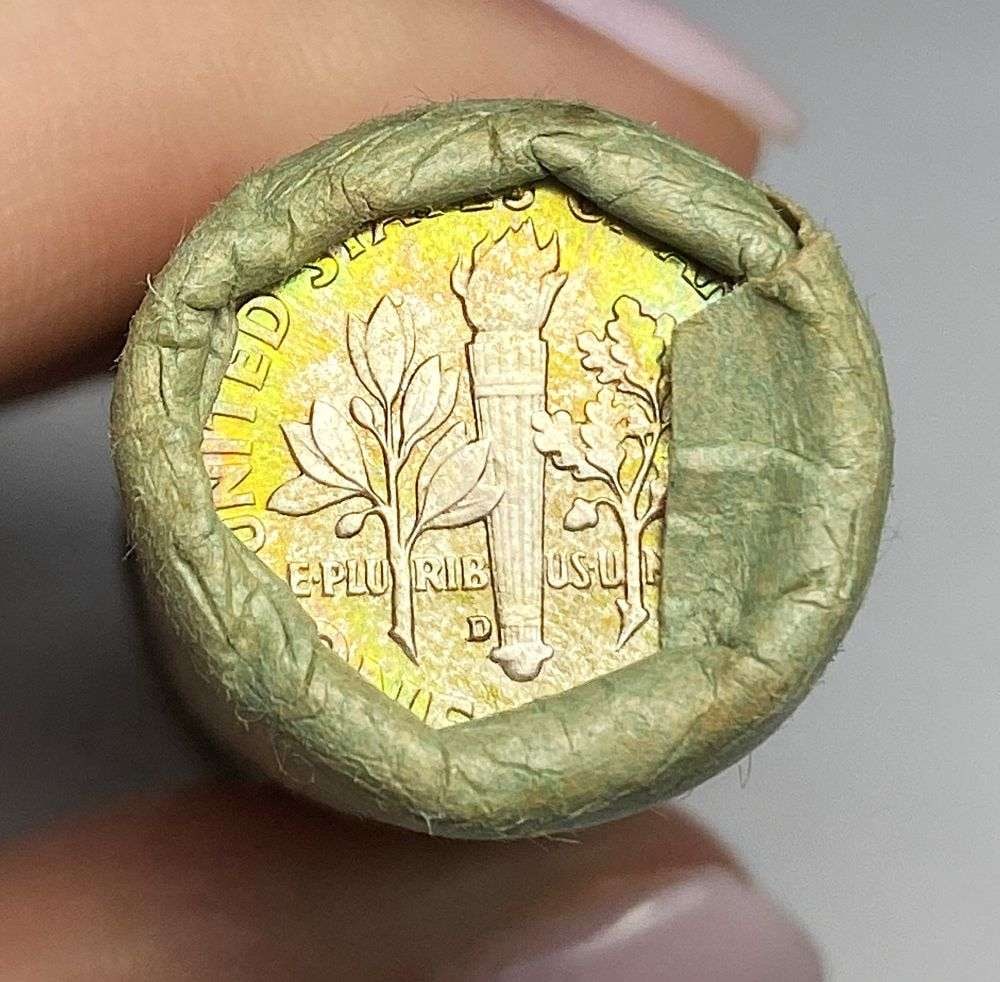 Original Bank Wrapped Roll (50) 1964-D Roosevelt Silver Dimes Mint Condition (1 of 3)