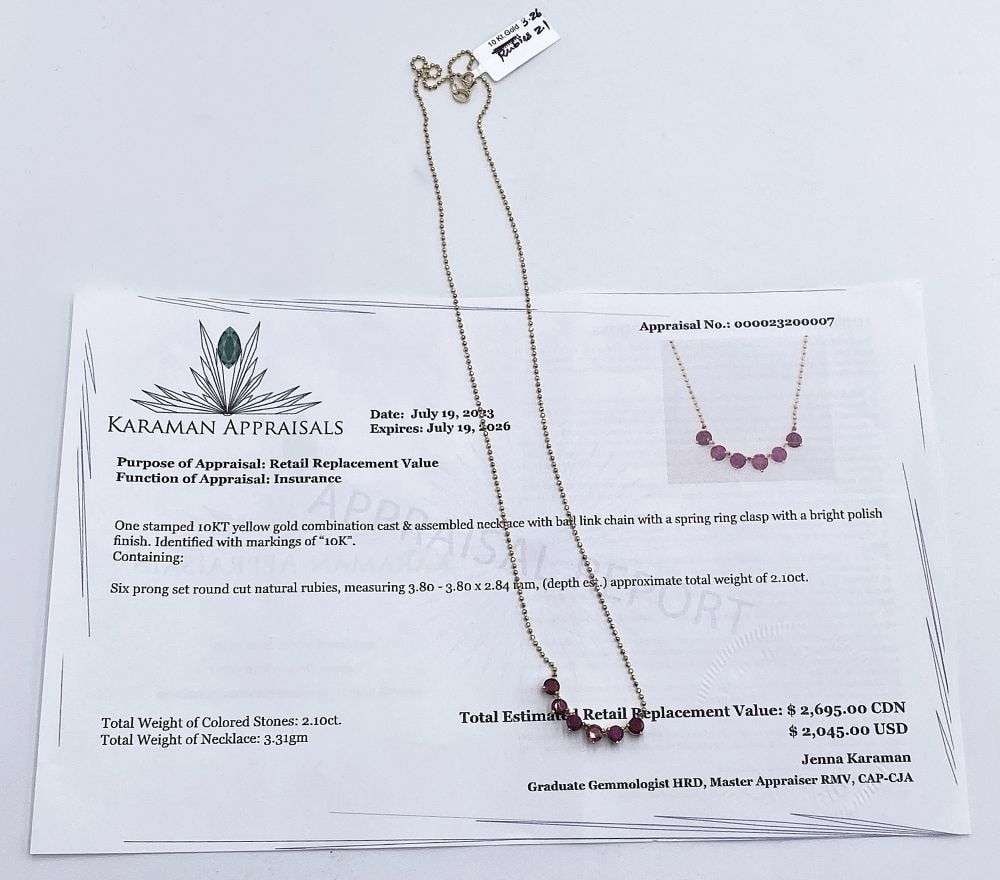 2.10ct Round Rubies 10k Gold Necklace: Winner shall receive the exact item shown here. (RR)