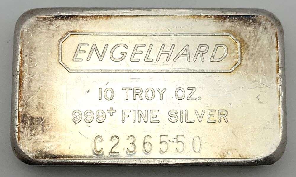 Vintage Engelhard 10 ozt .999 Silver Bar (1 of 4)
