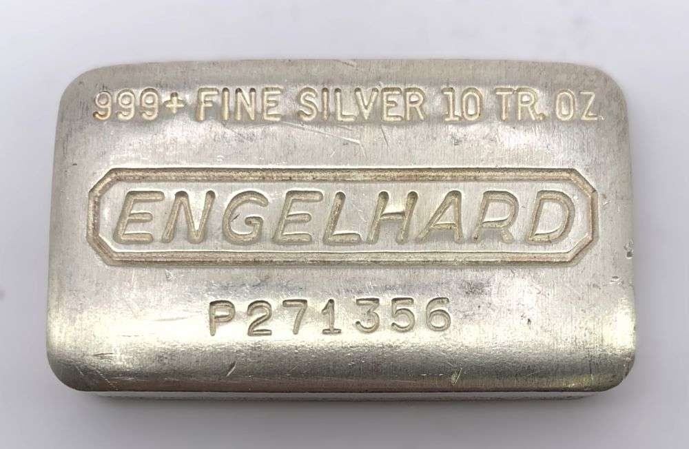 Vintage Engelhard 10 ozt .999 Silver Bar (1 of 4)