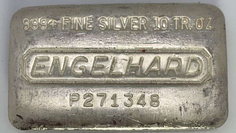 Vintage Engelhard 10 ozt .999 Silver Bar (1 of 4)