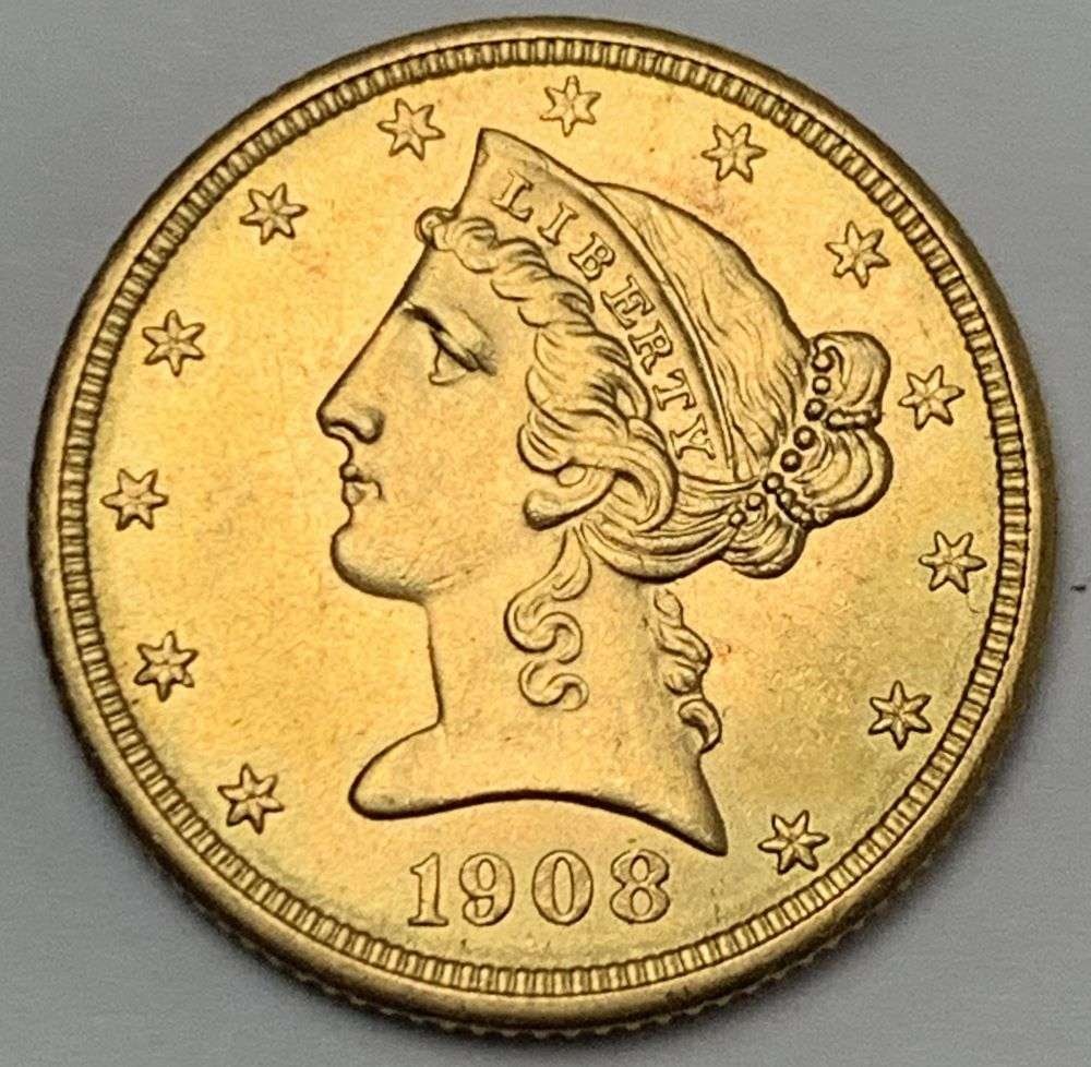 Last Minute! 1908 Gold $5 Liberty Head MS64 (1 of 2)