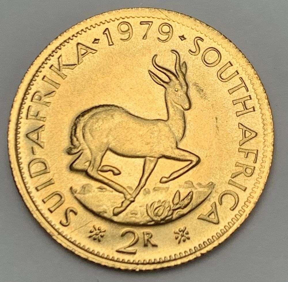 Last Minute! 1979 South Africa Gold 2 Rand .2355 ozt AGW: Winner shall receive the exact coin shown here. (RM/B)