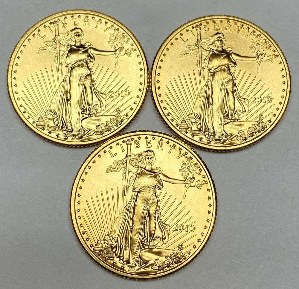 Last Minute! Fresh 2010 American $10 Gold Eagle 1/4th ozt MS69 (3-coins) (1 of 2)