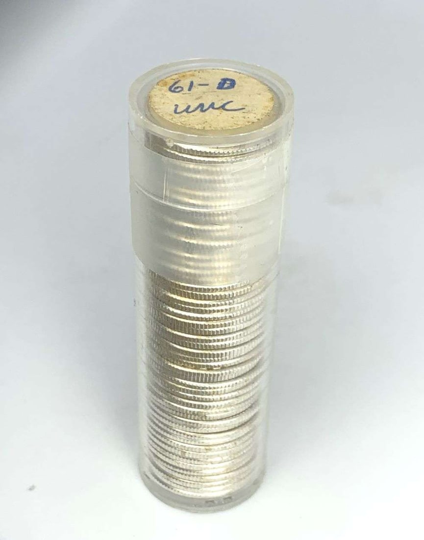 Last Minute! Roll (50-coins) 1961-D Mint Fresh Silver Roosevelt Dimes: We recently received a batch of rolls so fresh, we thought we would offer them as is (unopened)! We have looked up this rolls year on the PCGS price guide. If you are lucky enough to get PCGS to agree