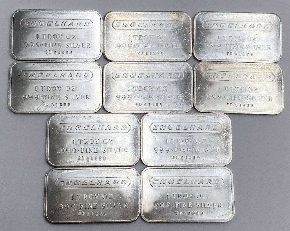 Last Minute! (10) Rare Vintage Engelhard 1 ozt .999 Silver Bar (1 of 5)