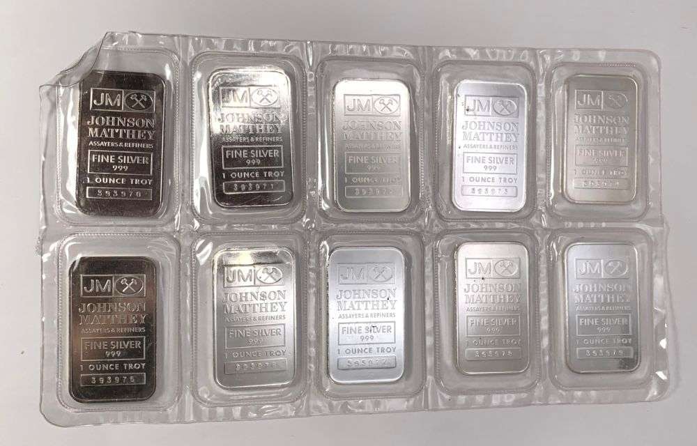 Last Minute! (10) Johnson Matthey .999 Silver 1 ozt Bars (1 of 2)