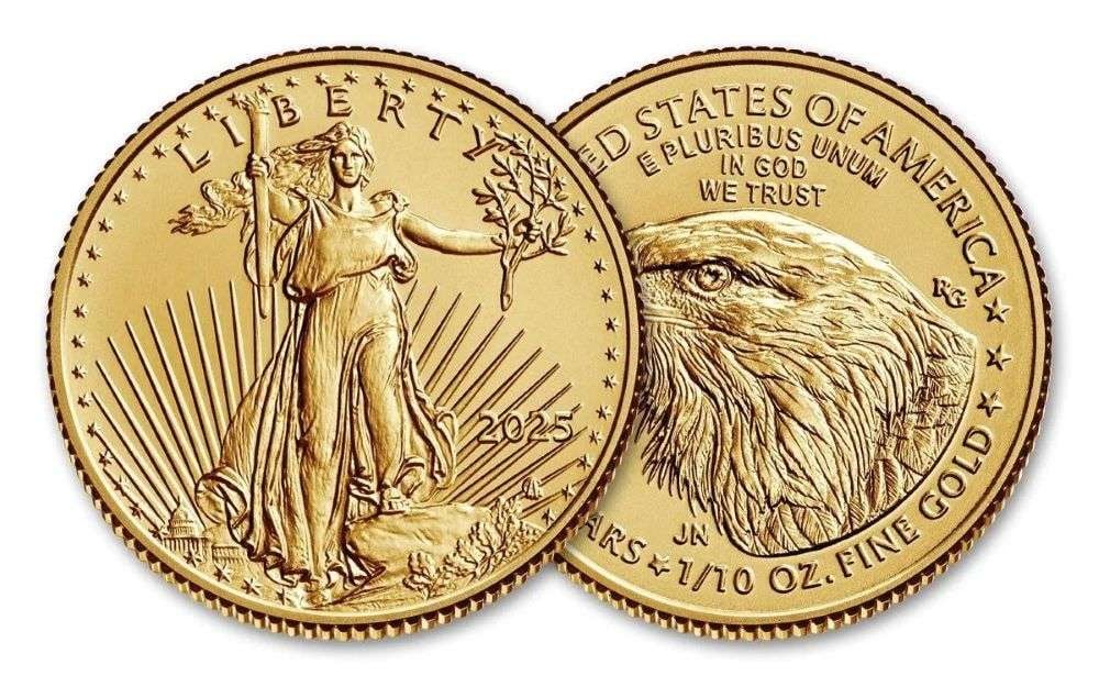 (50) 2025 American $5 Gold Eagle 1/10th ozt (1 of 3)