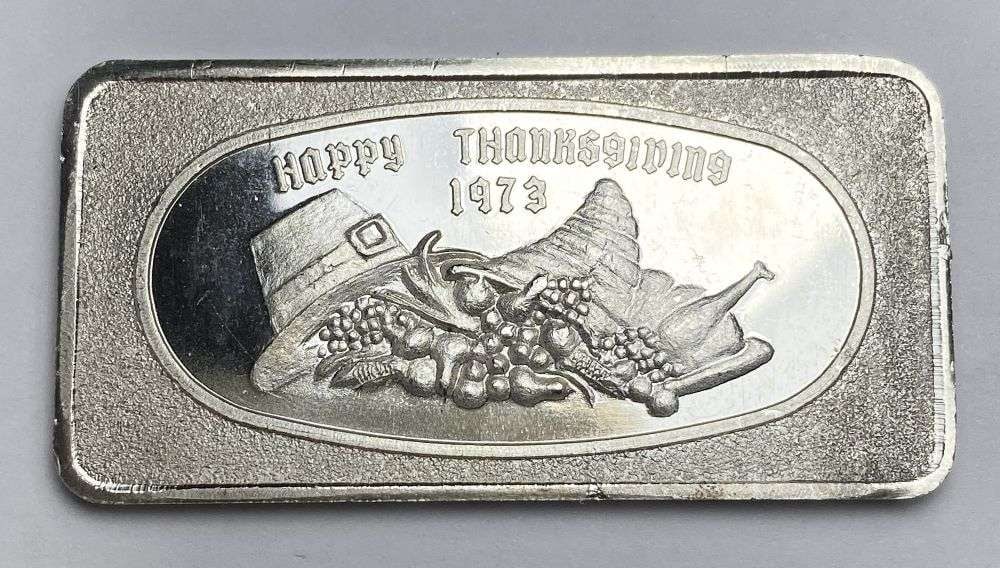 1973 Happy Thanksgiving 1 ozt .999 Silver Bar (1 of 2)