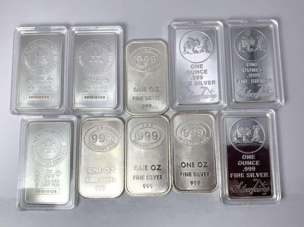 (10) Assorted 1 ozt .999 Silver Bars (1 of 3)