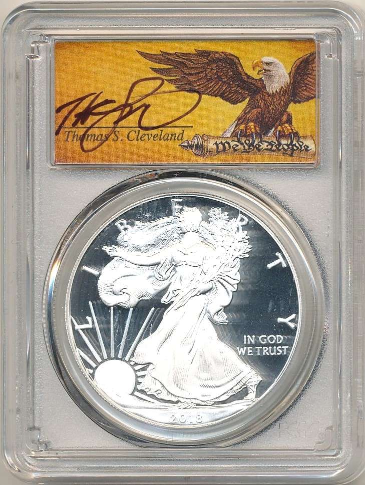 2018-S American Silver Eagle PCGS PR70 DCAM Signed By Thomas S. Cleveland (1 of 4)
